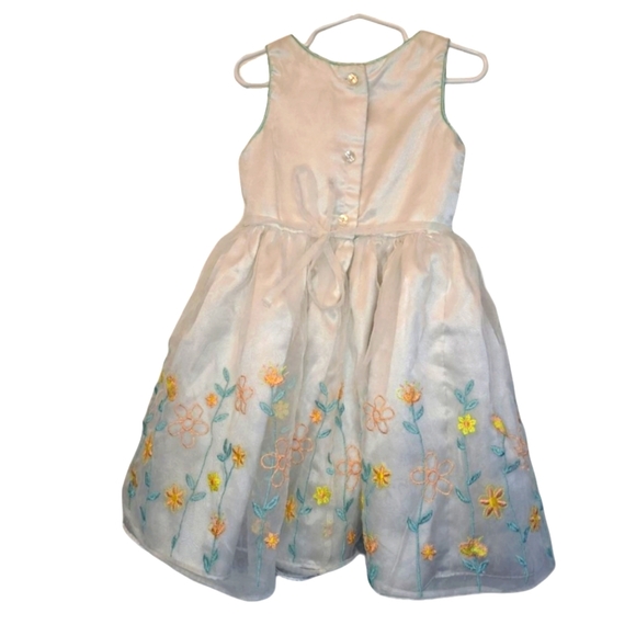 Youngland White Floral Tulle Sleeveless Party Flower Girl Spring Easter Size 6 - Picture 2 of 6
